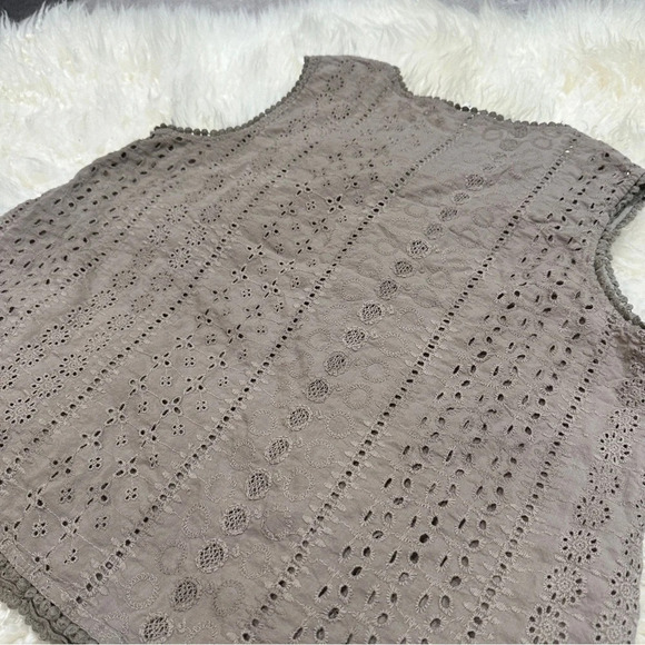 Joie | Eyelet Crochet Tank Top in Stone color | Size: Large - Picture 8 of 8